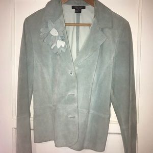 Sweet turquoise leather dressy jacket
